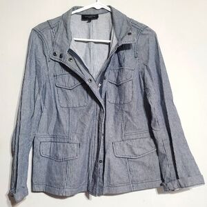 Talbots Women's Blue Pinstripe Utility Jacket‎ 14P Petites